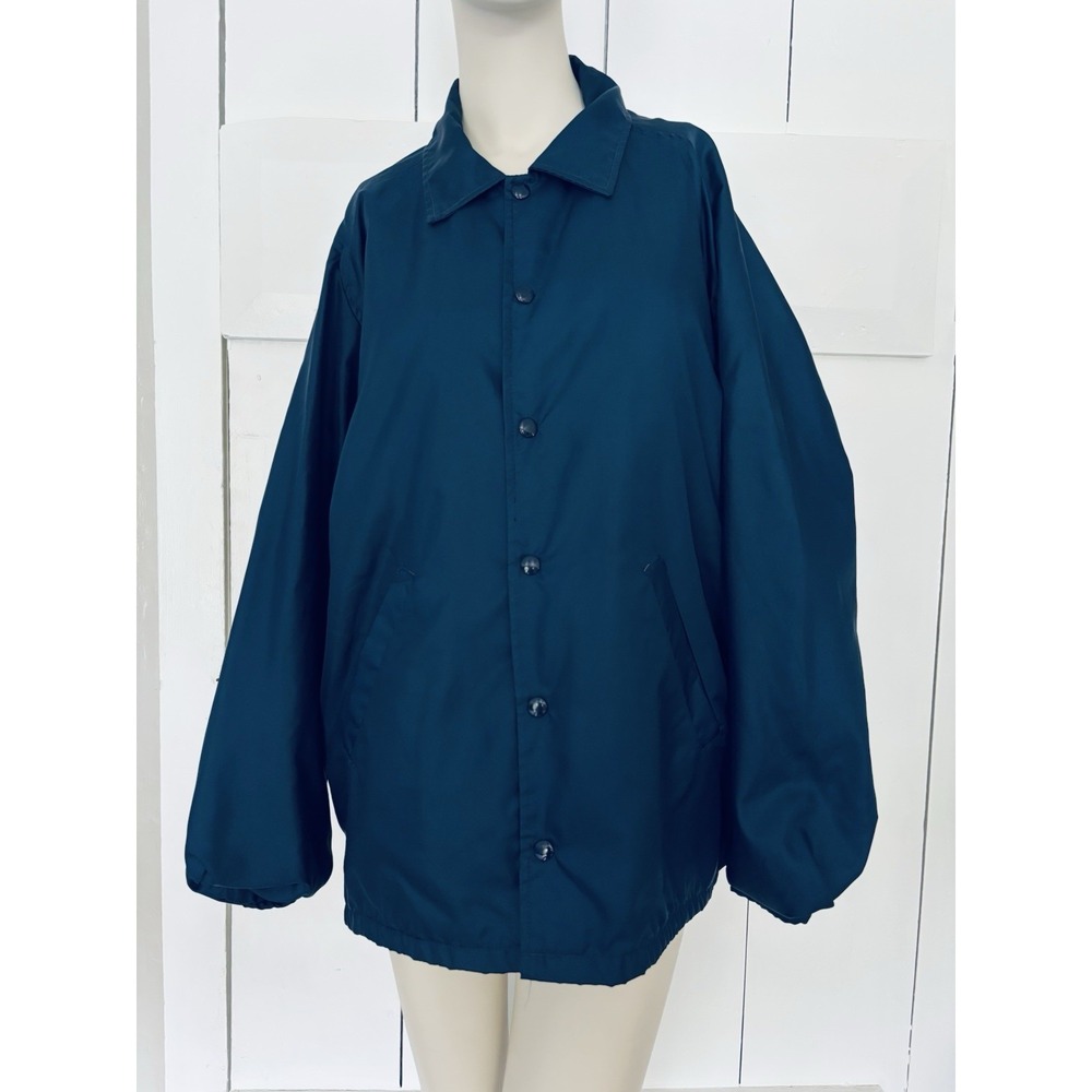 Vintage 70s Swingster Coach Jacket Blue Red Fleece Lined Windbreaker Large
